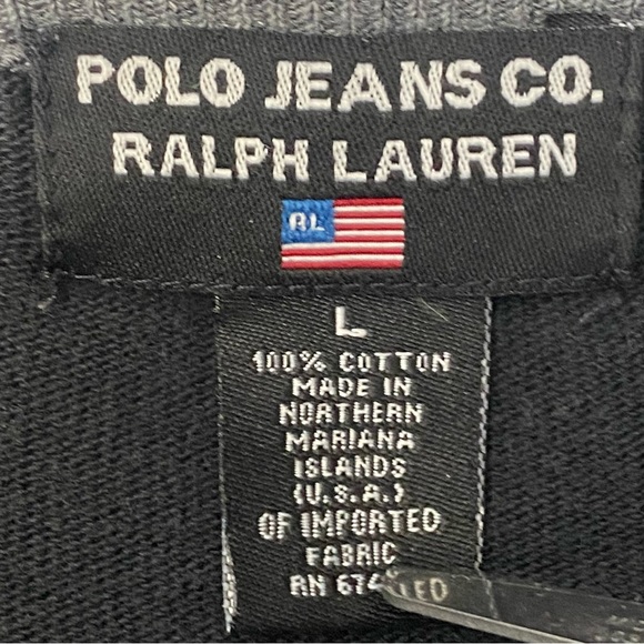 Vintage Ralph Lauren Polo Jeans Co Men’s Black & Gray Long Sleeve Pullover Shirt - Picture 5 of 6